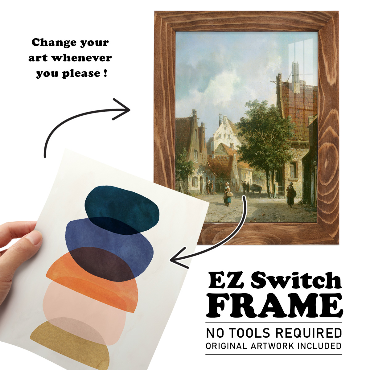 Mod Pods I -Framed Print w/glass-Walnut