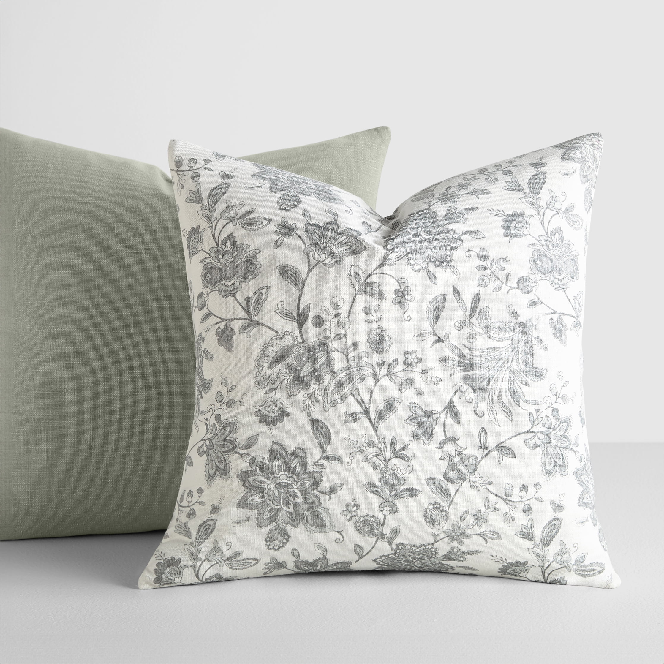 Noble Linens 2-Pack Cotton Slub Decor Throw Pillows - Jacobean Gray