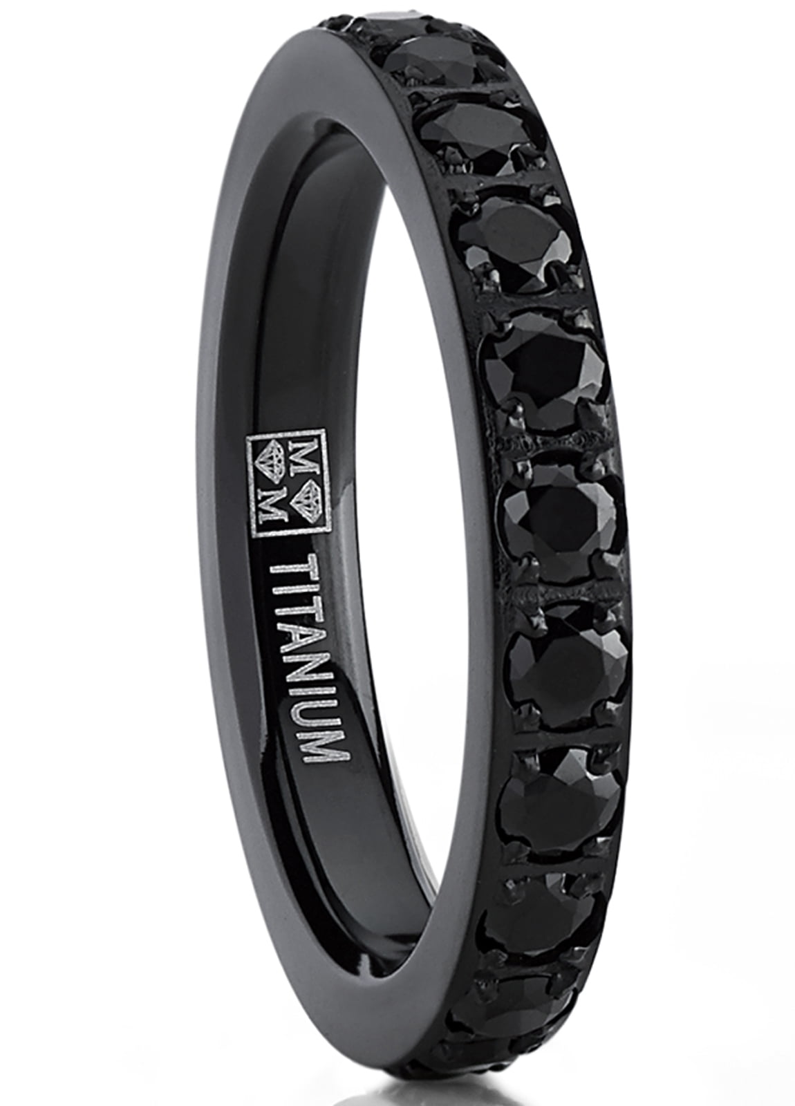 TIGRADE 3mm Women Titanium Engagement Ring Cubic Zirconia Eternity Wedding Band Size 3 to 13.5 