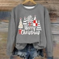 thumbnail image 2 of asdoklhq Christmas Shirts for Women Christmas Printed Crew Neck Long Sleeve Pullover Hoodie Gray L, 2 of 4