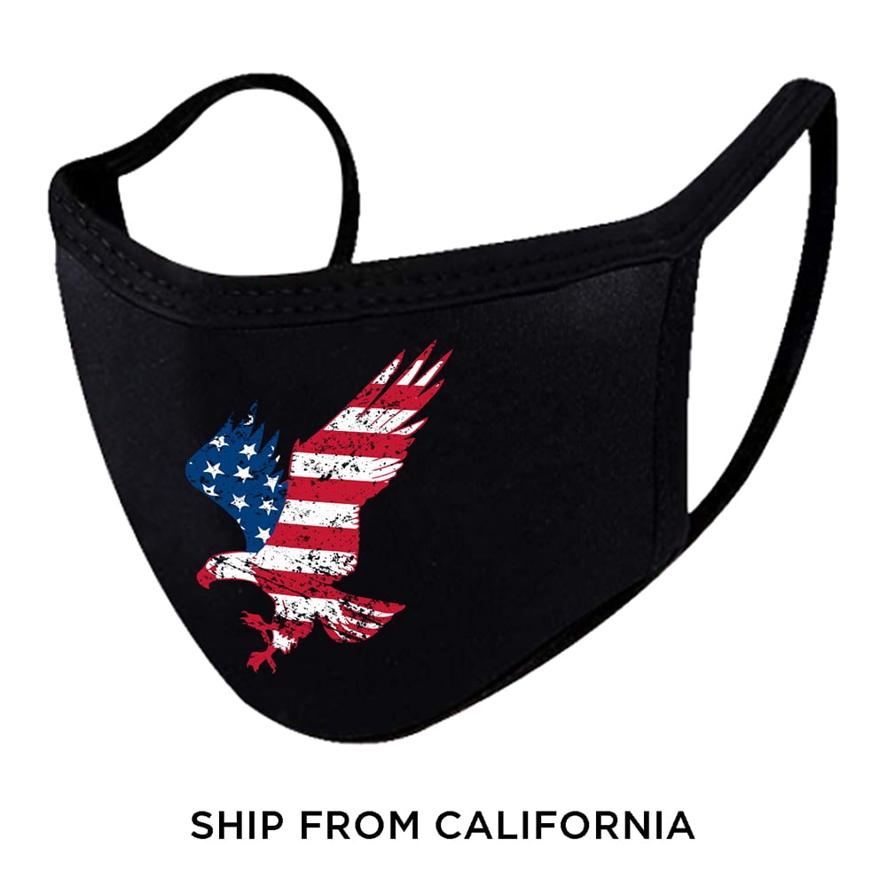 Reusable Face Mask with USA Design Washable Breathable 3 Layered 100% Cotton