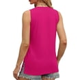 thumbnail image 5 of Tank Tops for Women Plus Size under $5 Sleeveless V-neck Slim Fitted Solid Color Hem Split Casual Tank Hot Pink 2XL, 5 of 6