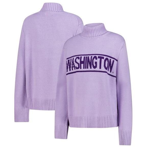 Women's Gameday Social Lavender Washington Huskies Chenille Turtleneck Sweater