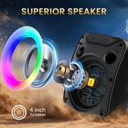 JYX Bluetooth Speaker with Microphone, Portable Party Speaker with LED Light for Outdoor, D18
