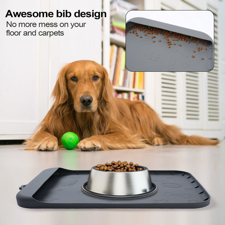 Dog Food Mat - Waterproof Dog Bowl Mat, Silicone Dog Mat for Food and  Water, Pet Food Mat with Edges, Dog Food Mats for Floors, Nonslip Dog  Feeding Mat 