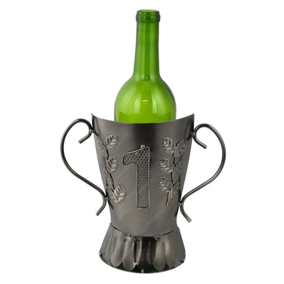 Trophy Metal Wine Bottle Holder for Tabletop or Countertop – Single Bottle Decorative Wine Stand, Rust-Resistant All Metal Wine Display for Kitchen, Bar & Home Décor