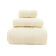 thumbnail image 1 of Long Staple Bath Towel Set Super Absorbent Soft Quick Drying 3 Piece Square Design for Spa and Home, 1 of 5