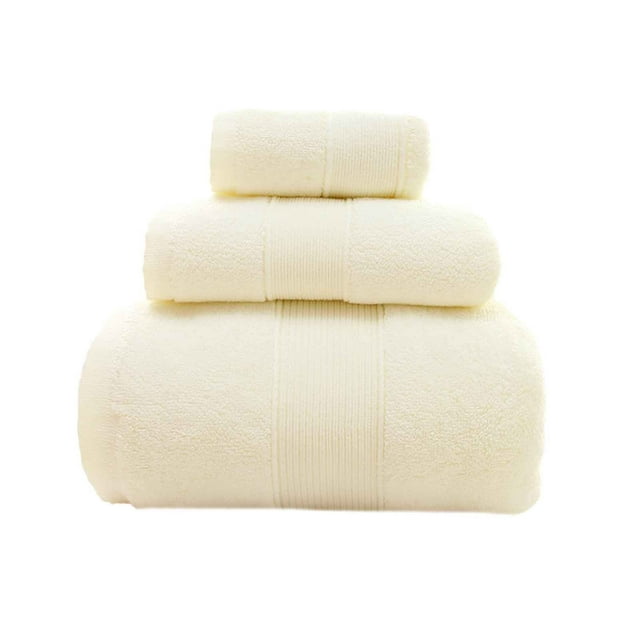 Long Staple Bath Towel Set Super Absorbent Soft Quick Drying 3 Piece Square Design for Spa and Home