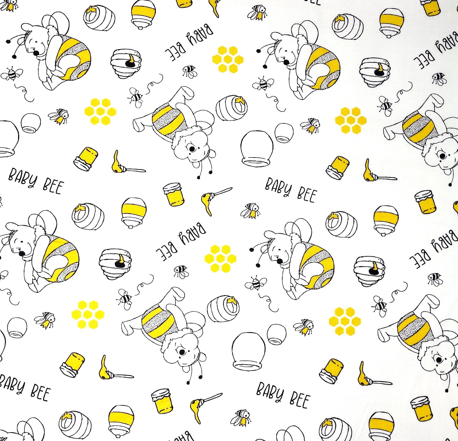 1 Yard - Winnie the Pooh Baby Bee on White Cotton Fabric (Great for Quilting, Sewing, Craft Projects, Throw Pillows & More) 1 Yard X 44" Wide
