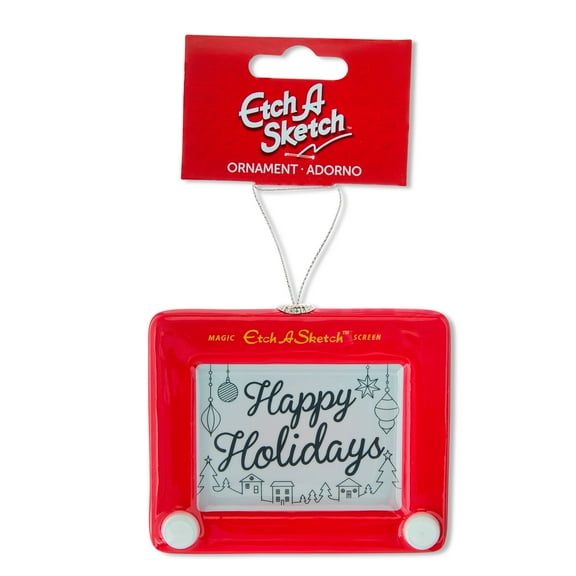 Etch A Sketch Christmas Ornament, 3 inches Tall, Red, Plastic, By Ruz