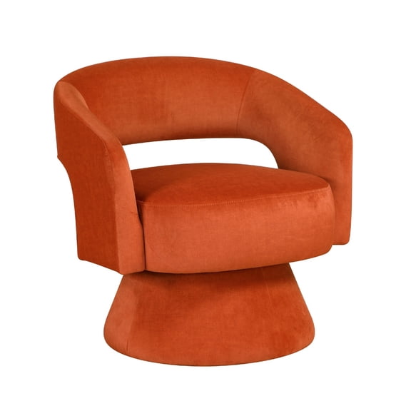 Lessa Swivel Accent Chair- Orange- Round Base- Soft Foam Cushion