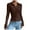 Brown, variant on ICHUANYI Womens Trend Slim Button Down Shirts Solid Lapel Long Sleeve Blouses V Neck Casual Loose Tops