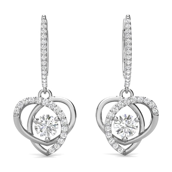 Moissanite by Cate & Chloe Naomi 925 Sterling Silver Drop Earrings 0.6TCW for Women, Gift for Her