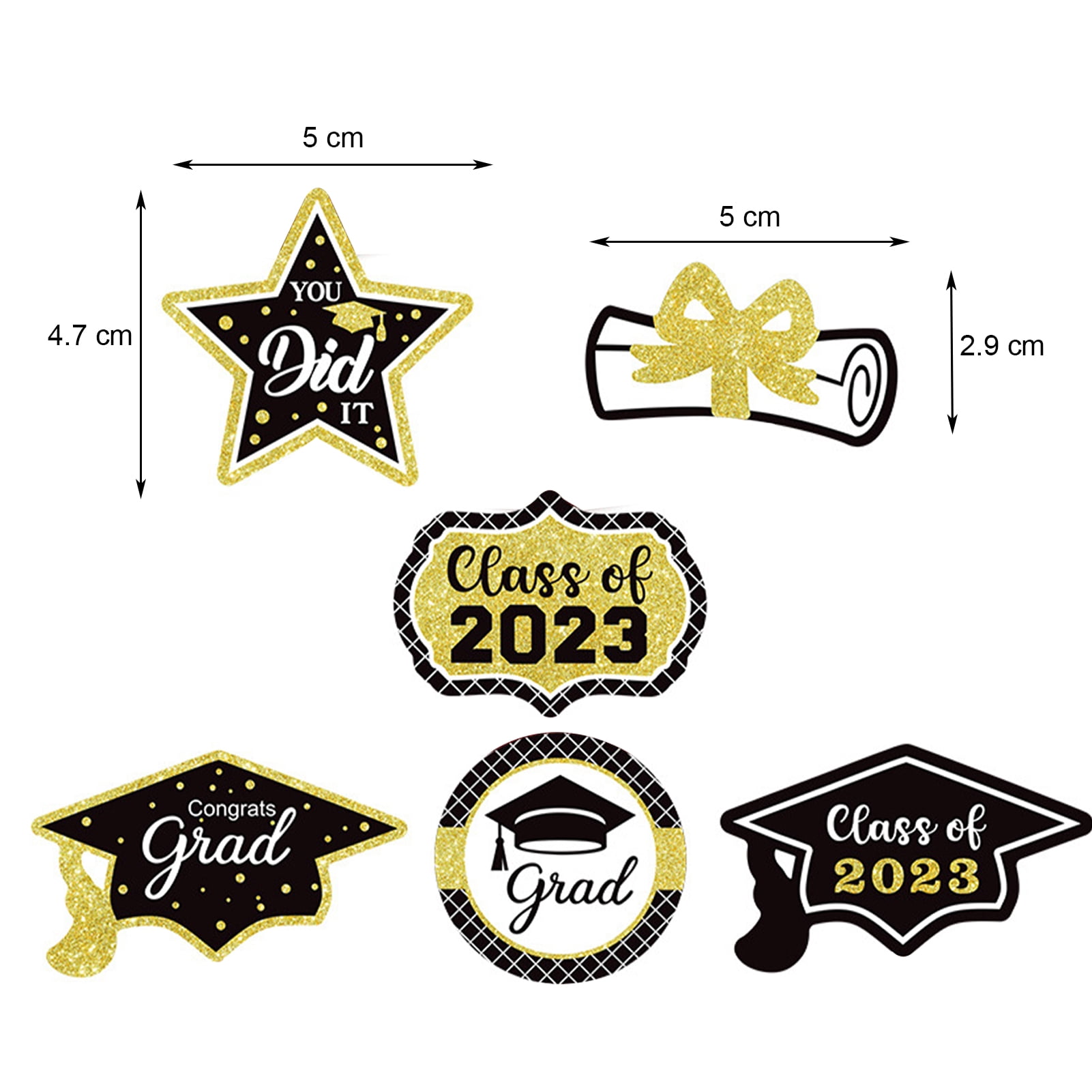 30 Stück Glitzer-Cupcake-Topper Für Abschlussfeier 2023 – Kappen-Motiv In Silber