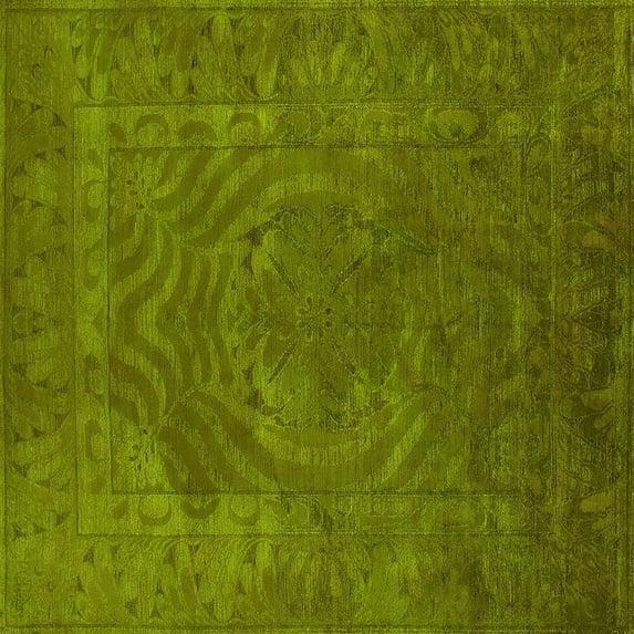 Ahgly Company Indoor Square Oriental Yellow Industrial Area Rugs, 4' Square