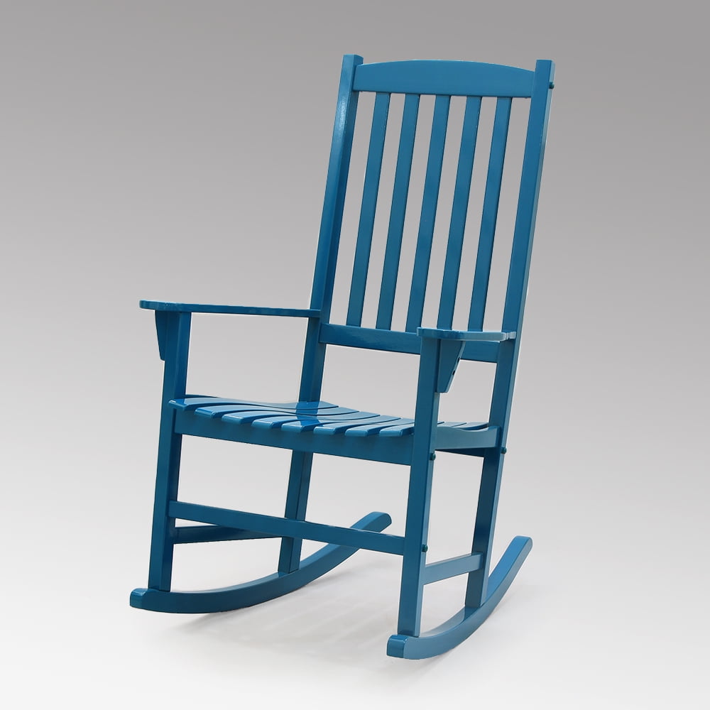 Monstay Mahogany Outdoor Wooden Porch Rocking Chair, Steel Blue