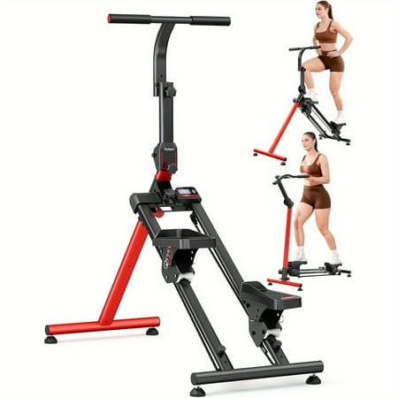 Folding Adjustable Stair Climber and Stepper Machine with Handlebar, 3 Workout Modes Including Ski Simulation, 660 LB Capacity for Home Fitness Cardio Workouts