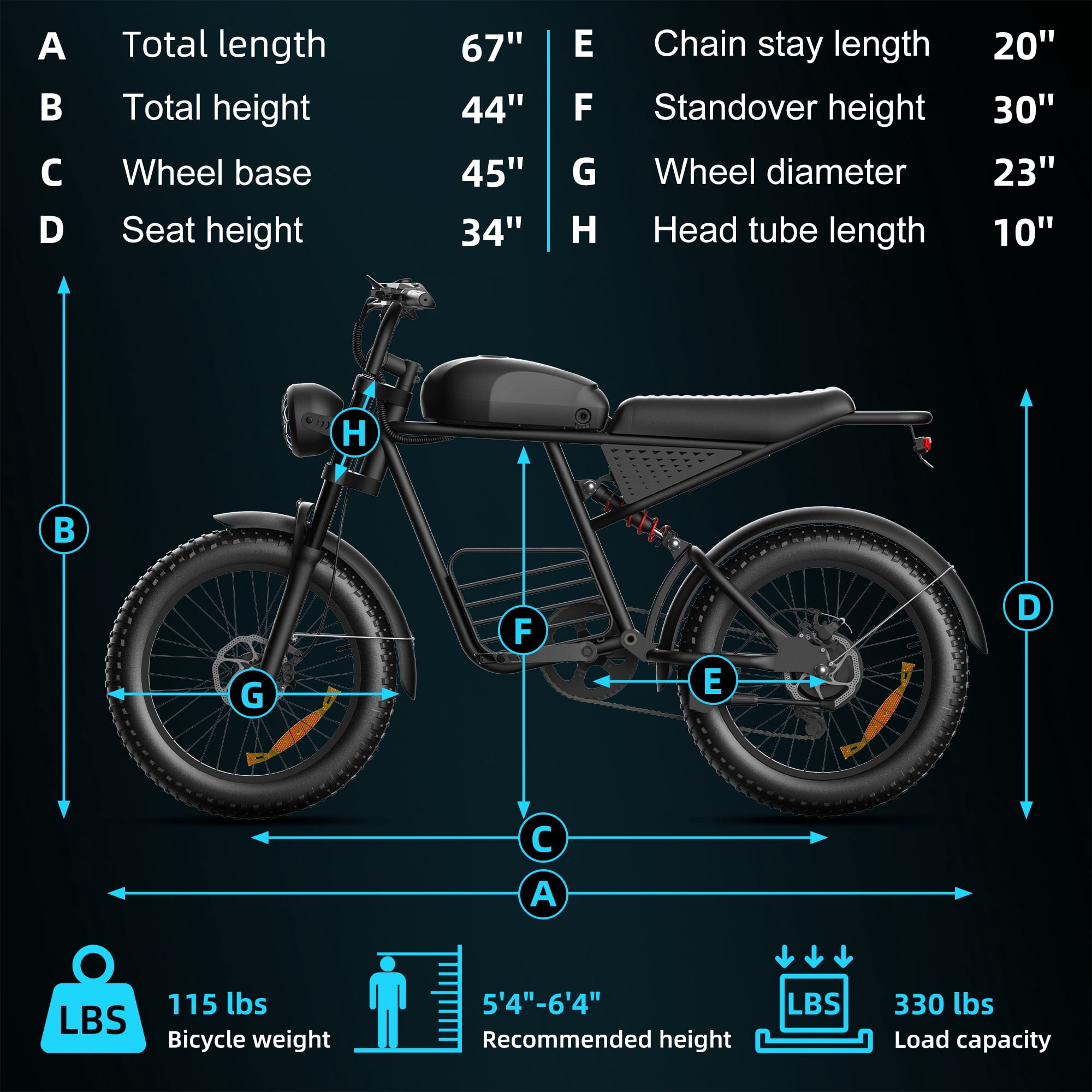 Kvaileqx Electric Bike for Adults, 1500W E-Mountain Bike, 35MPH, 40-60 Miles Range, 48V 20AH, 20" Fat Tire off-road Ebike, UL2849