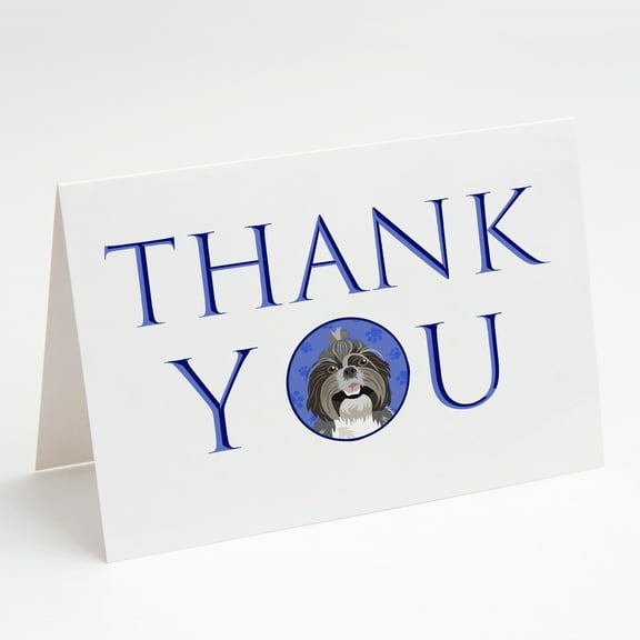 Shih-Tzu Silver and White #2 Thank You Greeting Cards and Envelopes Pack of 8 7 in x 5 in