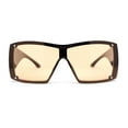 thumbnail image 2 of Showy Oversized Shield Super Thick Arm Rectangle Euro Style Sunglasses Black - Light Brown, 2 of 4