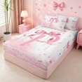 thumbnail image 2 of meiyoeat Girly Bowknot Zipper Full Size Comforter Sets with Fitted Sheet and 2 Pillowcases,Chic Sequin Monogrammed P Print Zipper Bedding Set For Girl,Pink Reversible,4-Piece, 2 of 7