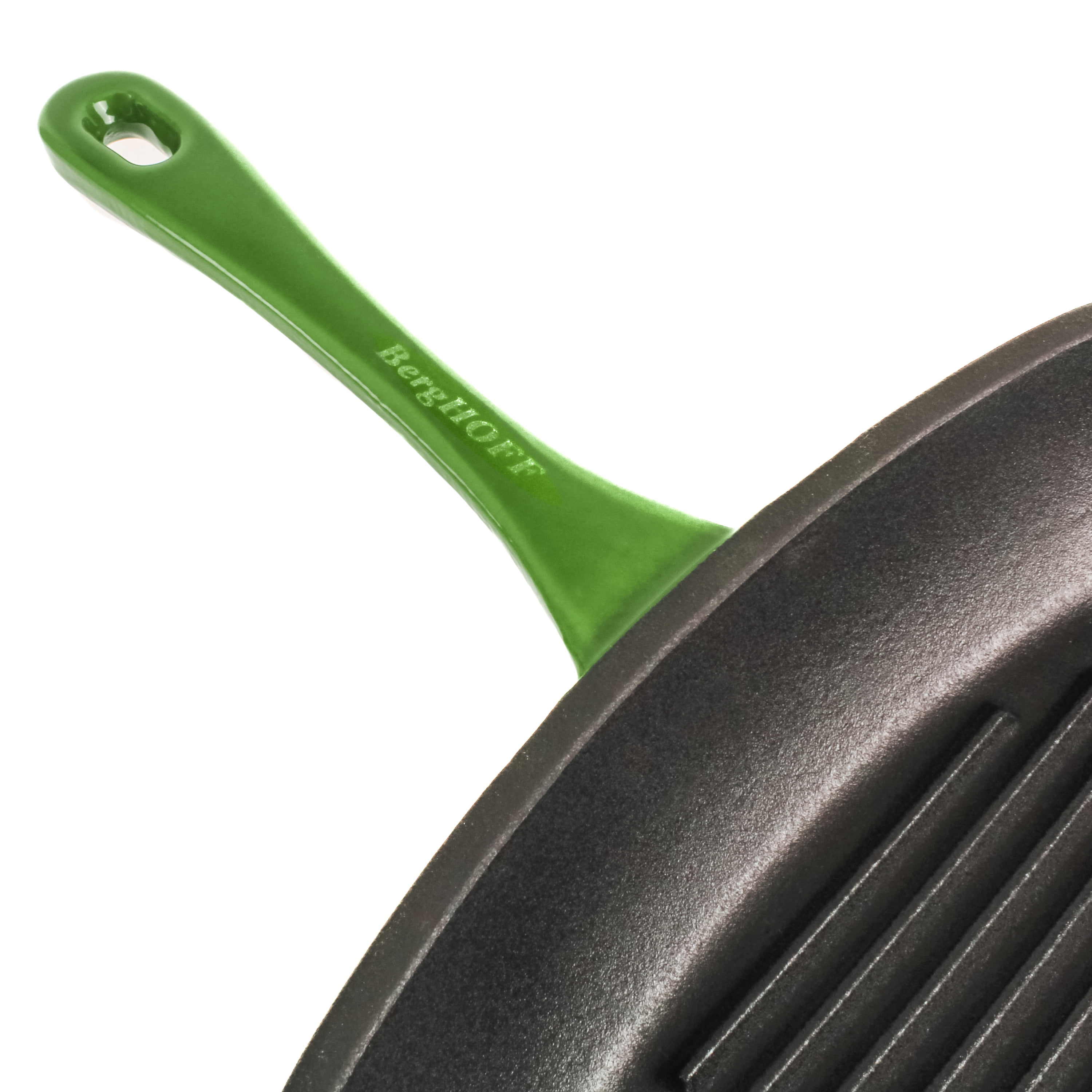 BergHOFF Neo 2pc Cast Iron 10" Fry Pan & 11" Grill Pan Cookware Set, Green