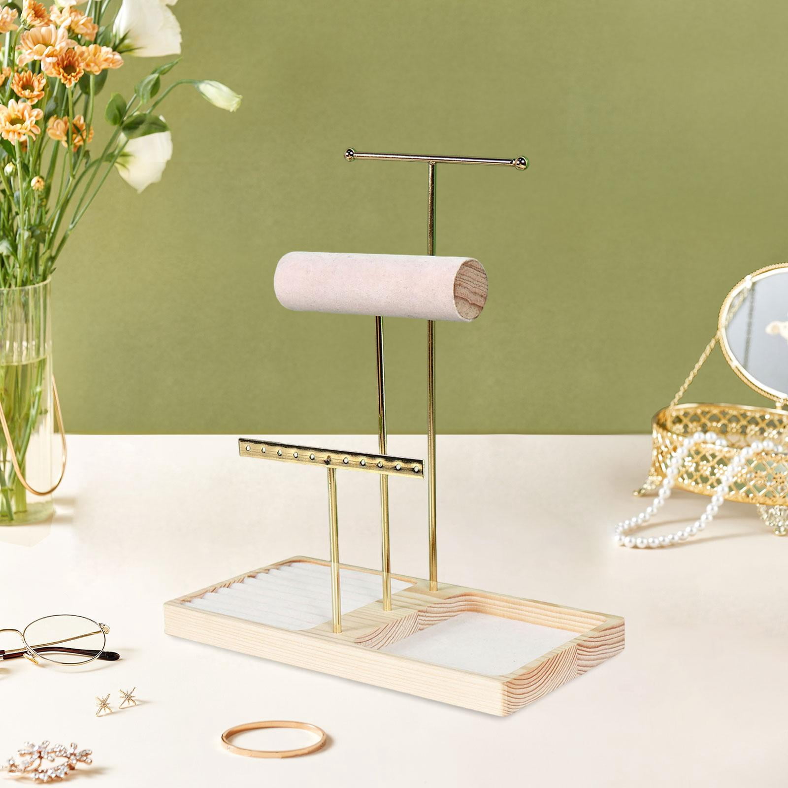 QccHieUs Jewelry Stand Organizer Necklace Holder Multifunctional Sturdy Accessory Earring Gold