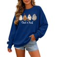 thumbnail image 2 of Sweatshirt for Women Oversized Halloween Chick Or Treat Graphic Crew Neck Long Sleeve Pullover Streetwear Holiday Top Fall Spring Outfits Dark Blue M, 2 of 4