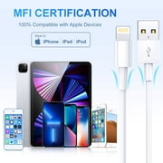 3 Pack i-Phone Charger ,USB Fast Charger Cable, Apple Charger for i-Phone, 6FT Charging Cord Compatible with iPhone, iPad, iPod, White