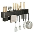 thumbnail image 1 of Car Bon Steel Utensil Rack - Space Saving Kitchen Organizer with Hooks and Hanging Bar for Efficient Storage Solutions, 1 of 4