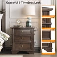 thumbnail image 3 of UBesGoo Wood Nightstand with Outlets & USB Ports, 3 Drawer Traditional Cottage Bedside Table, Brown, 3 of 11
