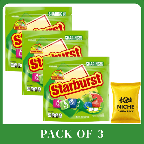 Starburst Sour Sharing Chewy Candies - 15.6oz-3 pack-with candy pack