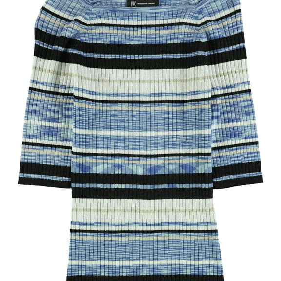 i5 Apparel Womens Striped Knit Blouse, Blue, Medium