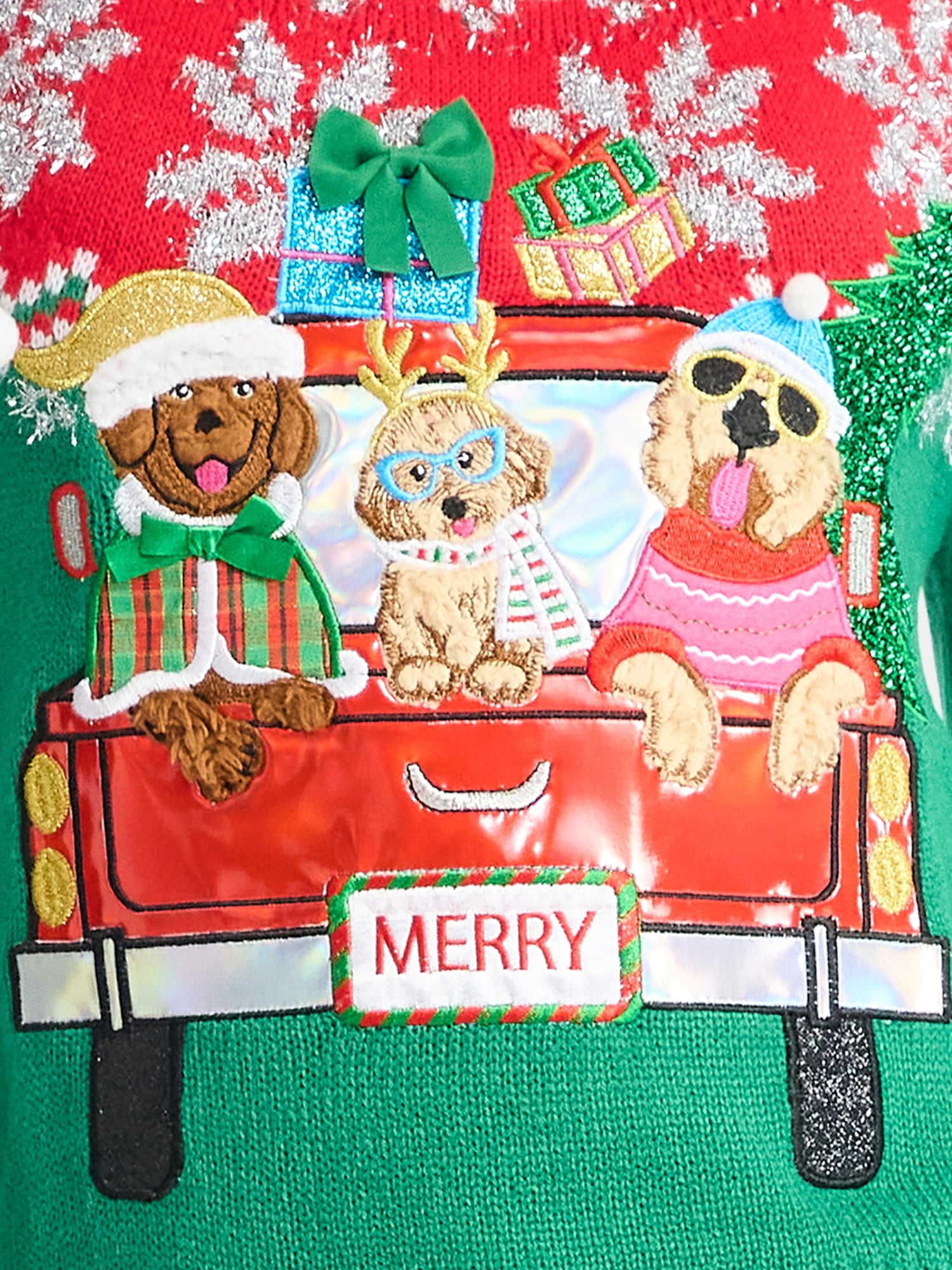Holiday Time Women's Embellished Pullover Christmas Sweater, Midweight, Sizes XXS-XXXL