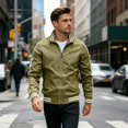 thumbnail image 2 of Yungyresw Track Jacket Stripe Sleeves Bomber Zip Up Striped Jacket Slim Fit for Autumn Wear Sports, 2 of 7