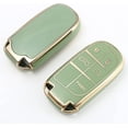 thumbnail image 2 of Key Fob Cover Compatible with Jeep Grand Cherokee Renegade Chrysler 200 300 Dodge RAM Durango Challenger 5 Button TPU Keychain Case Holder Protector,A(green), 2 of 2