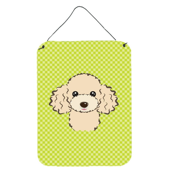 Caroline's Treasures BB1320DS1216 Checkerboard Lime Green Buff Poodle Wall or Door Hanging Prints, 12x16, multicolor