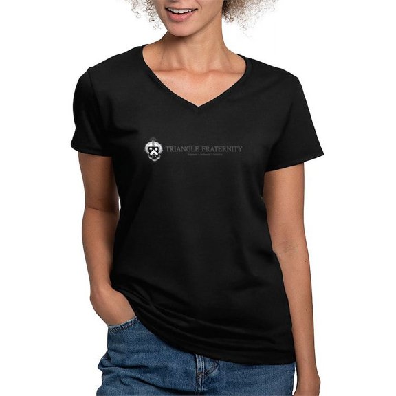CafePress - Triangle Coat Of Arms Wordmark T Shirt - Women's V-Neck Dark T-Shirt