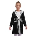 thumbnail image 2 of TiaoBug Kids Boys Boxing Robe Metallic Hooded Boxing Tops Cloak Boxer Long Sleeve Open Front Hooded Cloak with Belt Set Black&Silver 8, 2 of 7