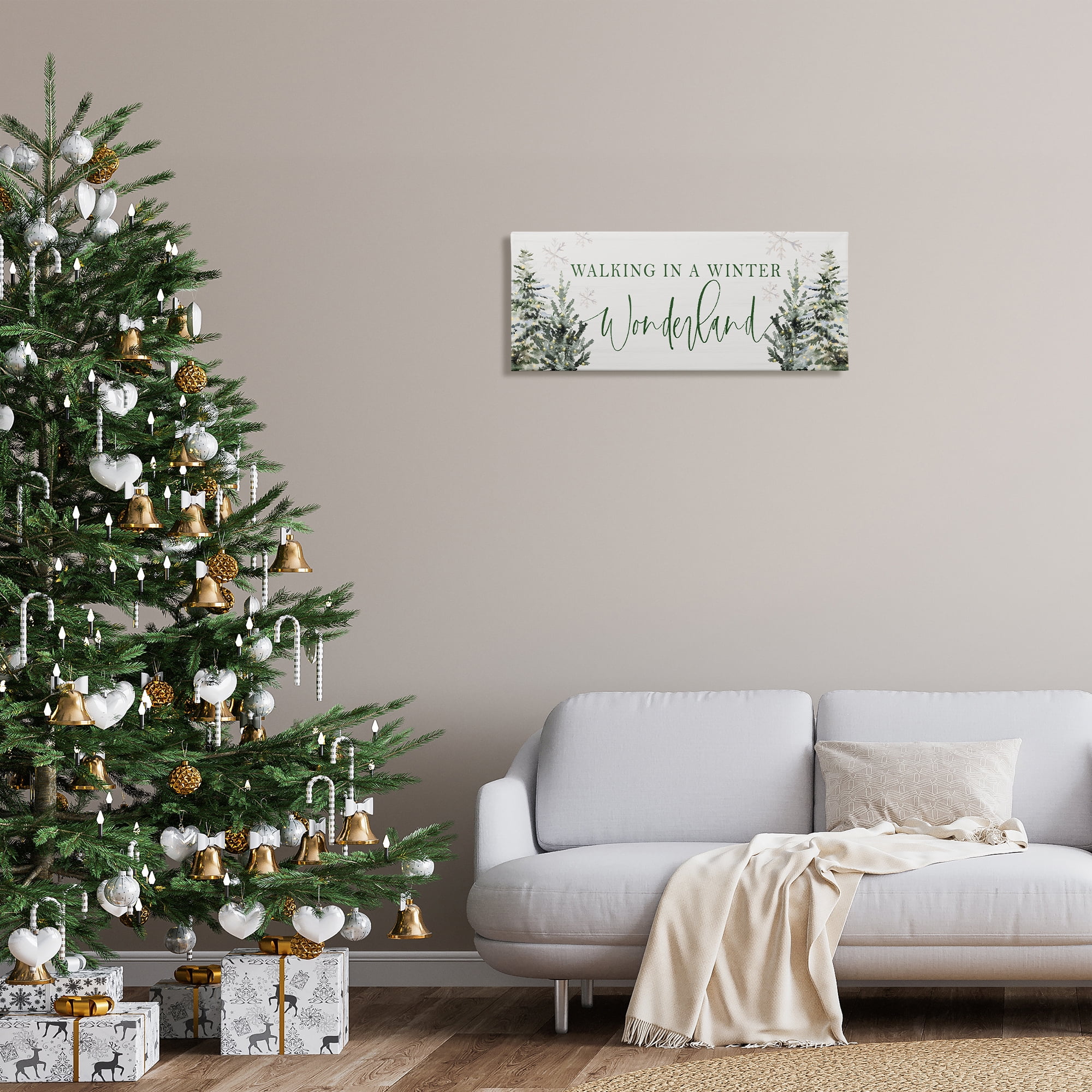 Stupell Industries Winter Wonderland Trees Typography Painting Gallery Wrapped Canvas Art Print Wall Art, 30 x 13