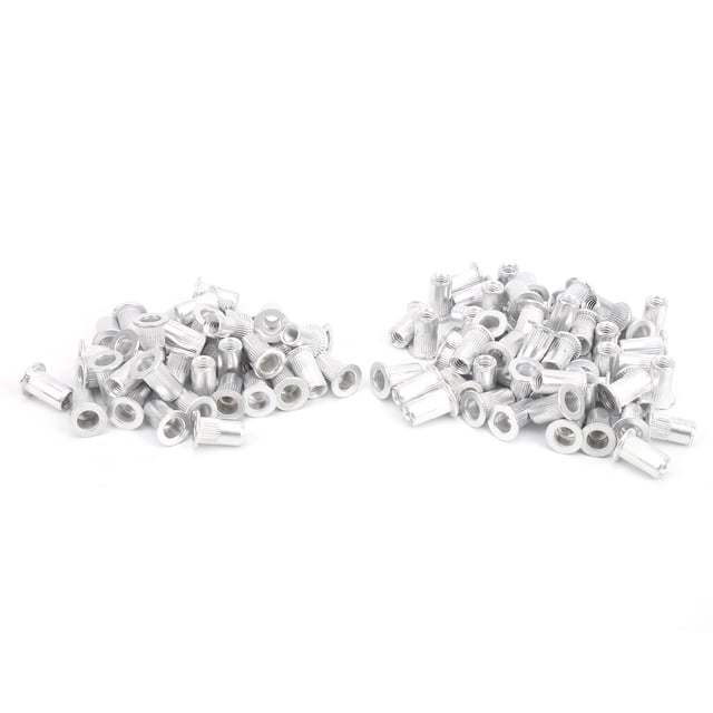 100Pcs Pull Riveting Nuts Aluminum Galvanized Flat Head Vertical Rivet Nuts Hardware Accessories WJ-30045 Assortment Kit M3 M4 M5 M6 M8 M10 M12