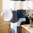 thumbnail image 3 of No Hook Shower Curtain, Navy Blue Black Shower Curtains for Bathroom with See Through Top Window, Art Modern Abstract Geometric Waterproof & Washable Bath Curtain Stall 48"x72", 3 of 9