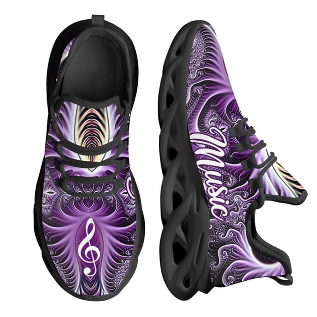 Zapatos antideslizantes con diseño de notas musicales y cordones, con plataforma y absorción de luz.