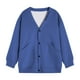 thumbnail image 3 of Blusas y camisas de manga larga con cuello en V para hombre, casuales, de color liso, con bolsillos y botones, blusas de manga larga con cuello en V, blusa para hombre, 3 of 4