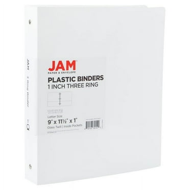 JAM Paper & Envelope Plastic Binder, 1 inch, White, 11.5 x 10.25, 1 Pack