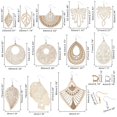 thumbnail image 2 of Wooden Dangle Earring Making Kit 48 pcs 12 Styles Wooden Filigree Pendants 50 Pairs 2 Colors Earring Hook 100 pcs 5mm Jump Ring DIY, 2 of 8