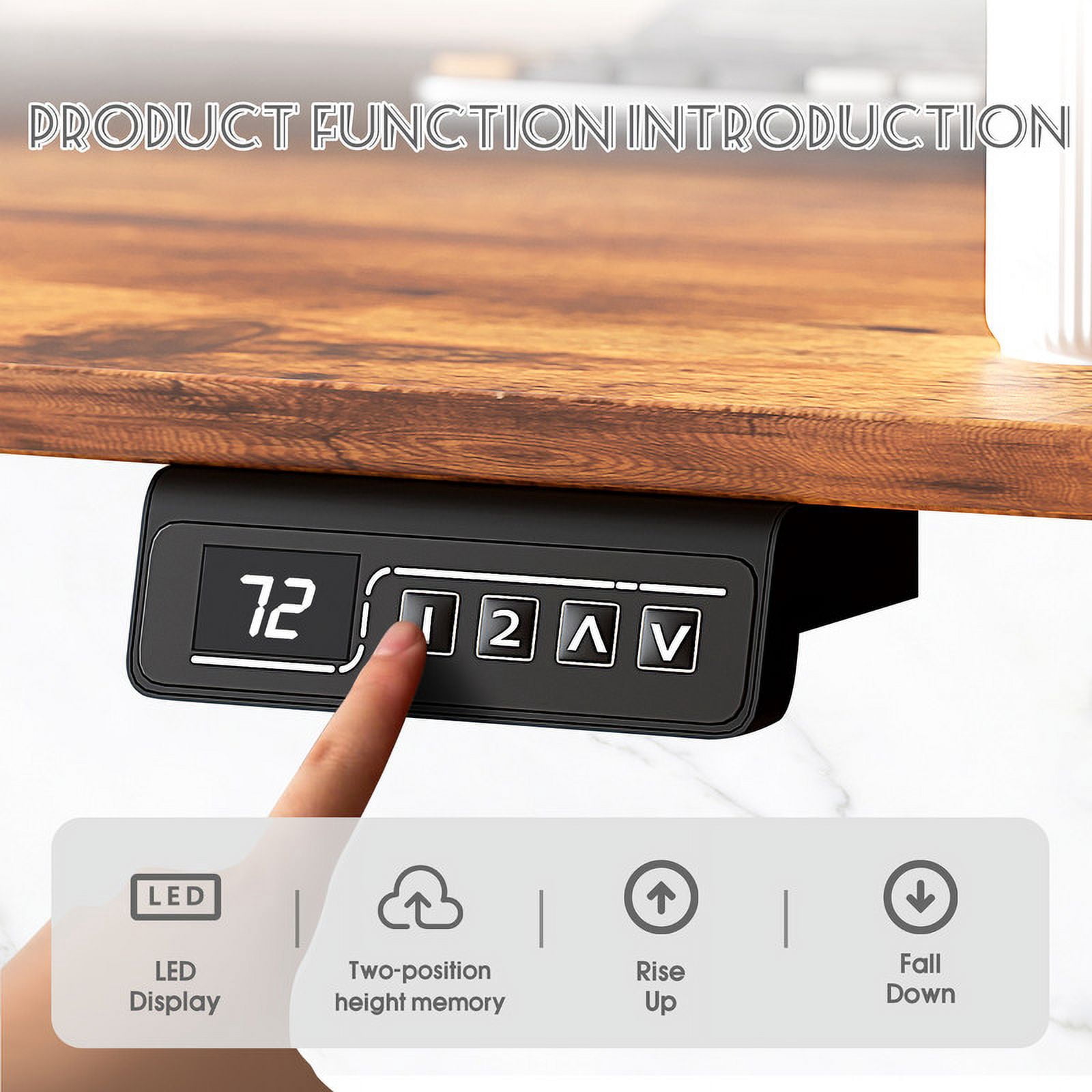 Homall 47" Wide Electric Height Adjustable Standing Desk with Monitor Stand Lifting Range 28~46" Stand Up Office Desk for Home Office,Brown