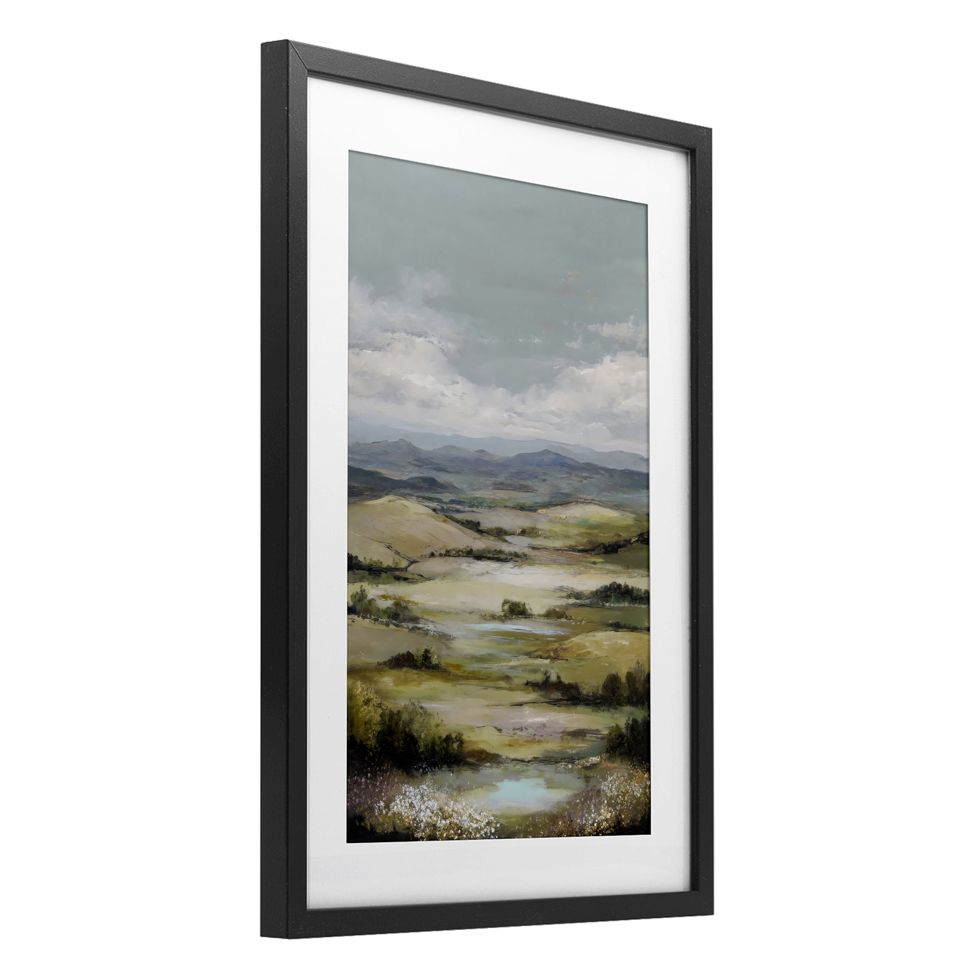 Stupell Industries Rolling Mountain Meadows Black Framed Print Under Glass, design by Petal Prints Design