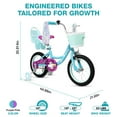 thumbnail image 2 of Hykolity 16 inch Girls Bike Princess Bicycle for Age 4-7 Years Old Rider Height 41-53 inch includes Training Wheel Basket Doll Seat Aqua Blue, 2 of 10