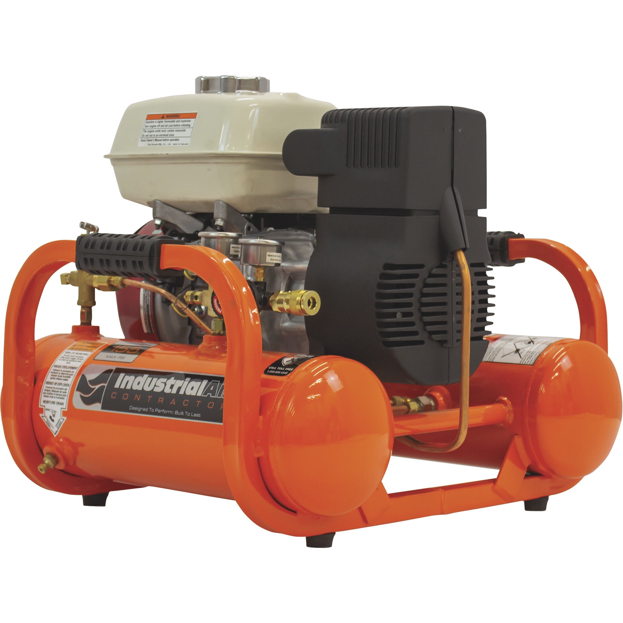 Industrial Air Contractor Gas-Powered Pontoon Air Compressor, 4.6 HP, Honda GX160 OHV Engine, Twin 2-Gallon Tanks, 155 Max. PSI, Model# CTA5590412.SAN